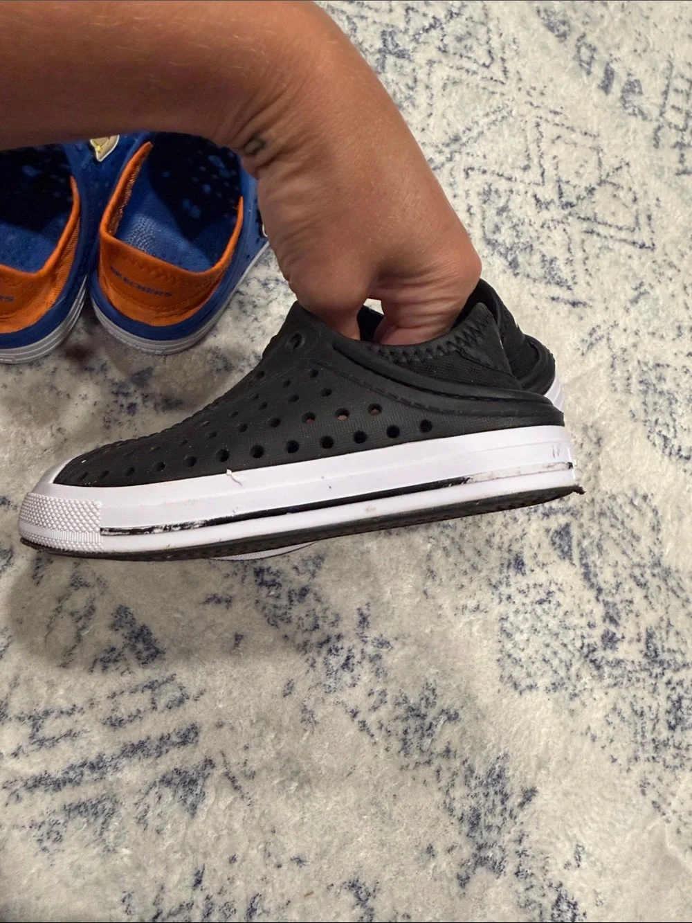 Skechers Foamies Slip-On Kids Shoes in Blue and Black
